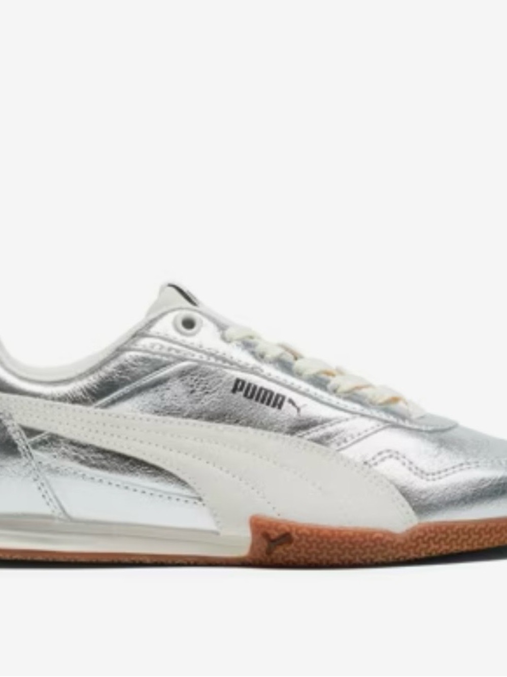 Puma Silver Metallic Sneaker with White Formstrip and Gum Sole